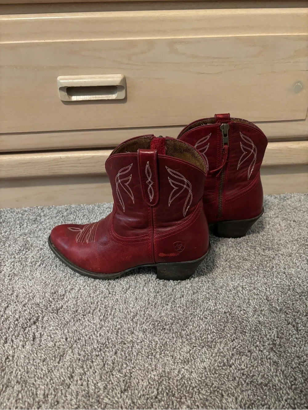 Ariat Red Leather Western Ankle Booties
